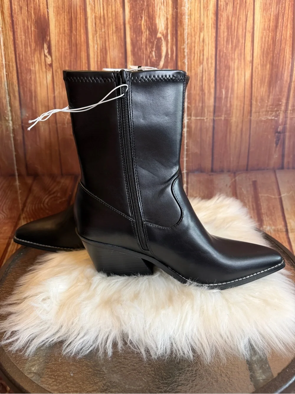 Universal Thread Women’s Black Western Ankle Boots Faux Leather Size 9.5